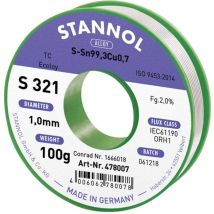 S321 2,0% 1,0MM SN99,3CU0,7CD 100G Stagno senza piombo senza piombo, Bobina Sn99,3Cu0,7 ORH1 100 g 1 mm - Stannol