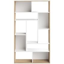 Temahome - Bibliothèque 10 Niches 98x33x163 Cm Chêne Et Blanc - Seoul