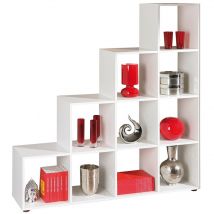 Pegane - Séparateur 10 Compartiments Blanc, Dim : 138,5 x 33 x 143,5 cm