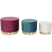 Dkd Home Decor - Repose-Pieds Set 3 Polyester Mdf 60X60X45 Velours