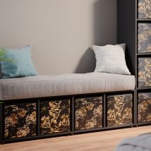 Meuble de rangement cube Ludus, Noir, 142.5 x 36.2 cm avec 2 boxes pliants opt.1, Vicco