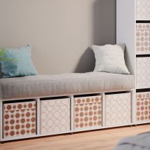 Meuble de rangement cube Ludus, Blanc, 142.5 x 36.2 cm avec 2 boxes pliants opt.1, Vicco