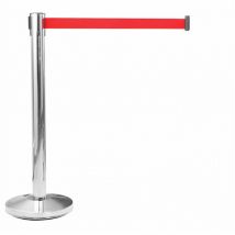 Palo di spaziatura in acciaio inox con nastro rosso estensibile 2m x 5mm - Cinta allungabile 2 m x 5 mm - Colore Inossidabile -