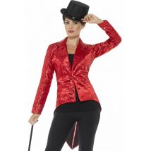 Sequin Tailcoat Jacket Ladies Red [46958L]