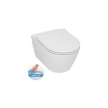 Serel Wall-hung toilet without rim, invisible fixings, slim softclose seat, white (SP26)