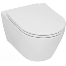 Serel Wand-WC ohne Spülrand mit unsichtbare Befestigungen, Slim-Softclose-Sitz, Weiß (SP26)