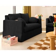 Lisa Design - Serena - einzelsofa abnehmbarer 2-sitzer aus cordstoff - schwarz