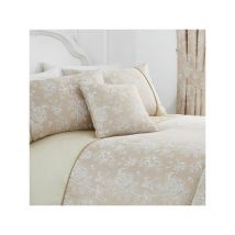 Jasmine Floral Weave Cotton Rich Cushion Cover, Champagne, 43 x 43 Cm - Serene