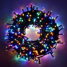 Chaine a' cordes Luccika Home se'rie de 50 mt de 1000 lumie'res de sapin de Noel a' led multicolores 31V cable vert avec 8 jeux de lumie're et