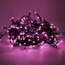 Chaine a' cordes Luccika Home se'rie 9 mt de 180 lumie'res de sapin de Noel a' led rose 31V cable vert avec 8 jeux de lumie're et me'moire IP44 pour