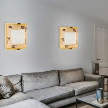 Set di 2 lampade da parete a soffitto che illuminano la sala studio con luci in vetro in un set che include lampadine a LED