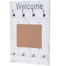 HHG - non utilizzato] Serie Vintage appendiabiti guardaroba 925 con pannello sughero 91x60cm, bianco