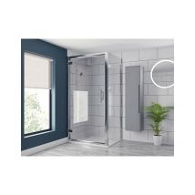 Series 8 Chrome 900mm x 760mm Hinged Door Shower Enclosure - Silver - Wholesale Domestic