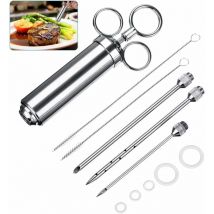Kueatily - Seringue de marinade à épices en acier inoxydable pour barbecue Tous les éléments en acier inoxydable avec1 x brosse de nettoyage 3 x