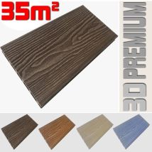 Listone Wpc 3d 35m² Per Pavimentazione Decking Colore Chocolate Effetto Legno Listone 146x2200mm Spessore 25mm