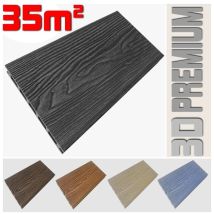 Listone Wpc 3d 35m² Per Pavimentazione Decking Colore Antracite Effetto Legno Listone 146x2200mm Spessore 25mm