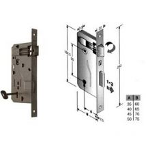 Serratura a bussola da infilare bordo quadro ferro lucido - MM.50 bordo acciaio lucido