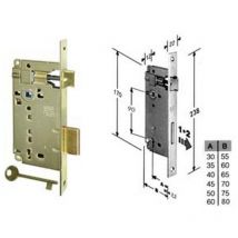 Serratura A Bussola Da Infilare Bordo Quadro Ottonato - Mm.60 Bordo Acc.ottonato Verniciato (592.60.03)