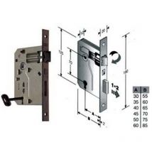 Serratura a bussola ridotta da infilare bordo quadro bronzato - MM.40 bordo acciaio bronzato