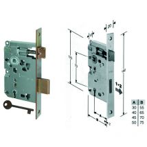Serratura a bussola ridotta da infilare bordo quadro bronzato - mm.50 bordo acciaio bronzato (b.00572.50.02)