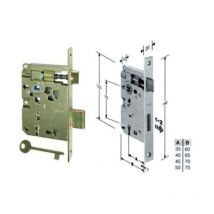 Serratura a bussola ridotta da infilare bordo quadro ottonato - mm.35 bordo acc.ottonato verniciato (572.35.03) 2 pezzi Agb