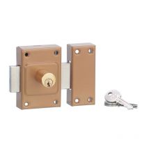 Serrurerie De Picardie - Serratura a chiavistello 1020, doppio cilindro con perno, Ø21x45mm, bronzo, 3 chiavi