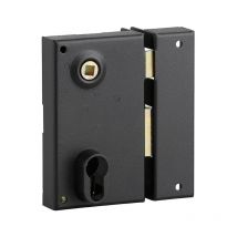 Serratura verticale da applicare doppio cilindro con quadro maniglia , destra, asse 45mm, 73x125mm, nero Thirard