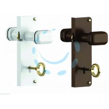 Serratura con pomolo in plastica per porte a soffietto noce