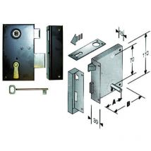 Serratura da applicare per cantine 185 - entrata mm.55 lunghezza mm.80 dx