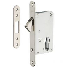 Serratura da incasso per porta scorrevole a cilindro europeo, asse 40mm - Finitura nichel Thirard
