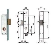 Serratura da infilare per montanti solo scrocco 901 - mm.14 (901.14.1) 1 pezzi MG