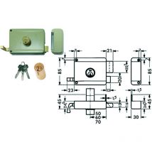 Serratura da portoncino catenaccio e scr. doppio cilindro fisso 6300 - mm.40 dx (y63000401)
