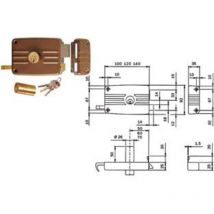 Isé - Serratura da portoncino catenaccio e scrocco doppio cil. fisso 431/432 - mm.50 sx 2 mandate (432502e) 2 pezzi