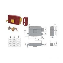 Serratura da portoncino con pomolo interno catenaccio e scrocco 50110 - mm.60 dx (50110601) 1 pezzi Cisa