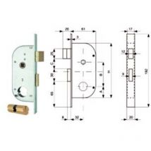 MG - Serratura infil. cancelli 2 mand. e scr. sep. + quadro cil. tondo 149 - mm.32 (149.32.0) 2 pezzi