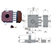Serratura quintuplice da applicare senza scrocco a pompa 30640 - MM.60 dx cilindro MM.34 (30640VD60J)