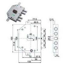 Serratura triplice applicare con scrocco d. mappa blindate 89C755 - MM.60 sx (89C755S000)