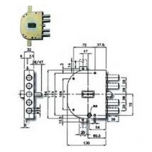 CR - serratura triplice applicare con s occo doppia mappa blindate 2155 - MM.60 sx (2155-13)