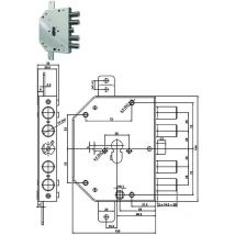 CR - Serratura triplice applicare c/s occo cil. eu. blindate 2155pen-bloc - mm.60 dx (2155pen-01ncl)