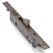 Serratura triplice da infilare per montanti con scrocco regolabile in ottone e catenaccio basculante in acciaio inox - 3.5 cm