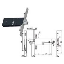 Serratura triplice infilare per fasce catenaccio e scrocco MM.64 h - MM.110 interasse MM.67 (11170)