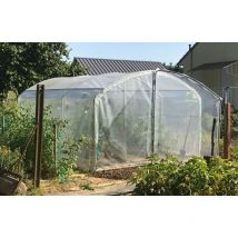 Serre tunnel de jardin 13,5m² dim. 4,5L x 3l x 2,17H m 2 portes pivotantes pieds droits bâche pe 200μ haute densité transparente structure tubes