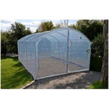Serre tunnel de jardin 18m² dim. 6L x 3l x 2,17H m 2 portes pivotantes pieds droits bâche pe 200μ haute densité transparente structure tubes acier