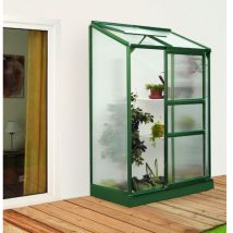 Serre Adossée Vitavia Ida 900-3300 Vert Revêtu Par Poudre, 4 Mm Épaisseur De Paroi 132 X 255 Cm