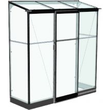 Serre adossée Qube Lean-to avec base 1.20m² en verre trempé, Couleur Noir, Descentes de gouttières Oui