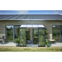 Serre adossée verre trempé et polycarbonate Qube Lean-to avec base 4.70m², Couleur Noir, Descentes de gouttières Oui