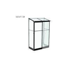 Serre adossée Qube Lean-to en verre trempé avec base 0.80m², Couleur Noir, Descentes de gouttières Non