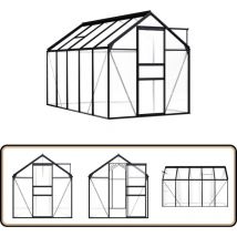 Serre Anthracite Aluminium 5,89 m² - Serre Jardin - Abri Jardin - Greenhouse - Serrez - Structure Jardin