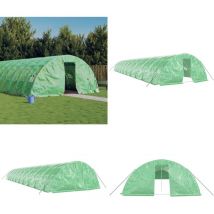 Serre avec cadre en acier vert 100 m² 20x5x2,3 m - Serre De Jardin - Abri Jardin - Tunnel De Jardin - Serre Verte - Serre Pliable - Home & Living