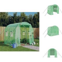 Serre avec cadre en acier vert 4 m² 2x2x2 m - Serre De Jardin - Abri Jardin - Tunnel De Jardin - Serriculture - Potager Extérieur